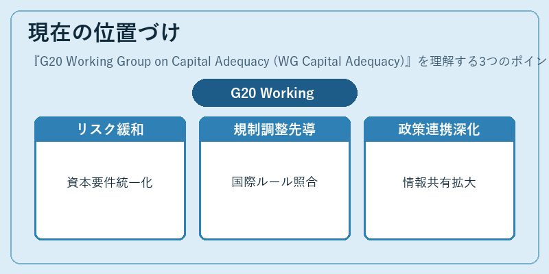 現在の位置づけ（G20 Working Group on Capital Adequacy (WG Capital Adequacy)）の図解