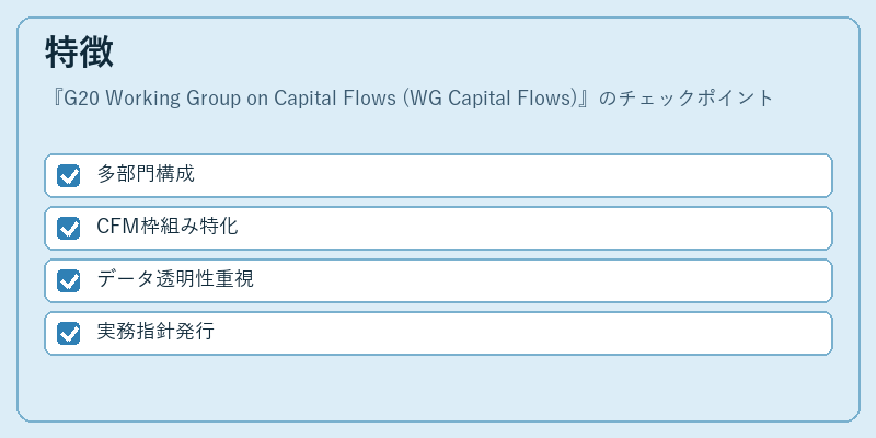 特徴（G20 Working Group on Capital Flows (WG Capital Flows)）の図解
