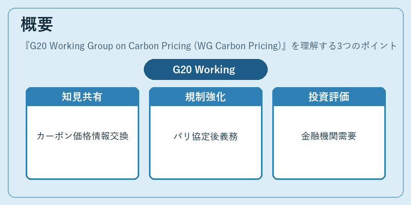 概要（G20 Working Group on Carbon Pricing (WG Carbon Pricing)）の図解