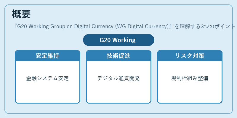 概要（G20 Working Group on Digital Currency (WG Digital Currency)）の図解