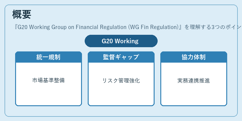 概要（G20 Working Group on Financial Regulation (WG Fin Regulation)）の図解