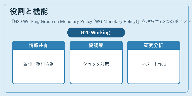 役割と機能（G20 Working Group on Monetary Policy (WG Monetary Policy)）の図解