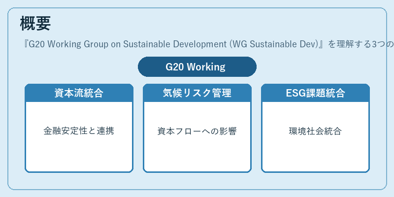 概要（G20 Working Group on Sustainable Development (WG Sustainable Dev)）の図解