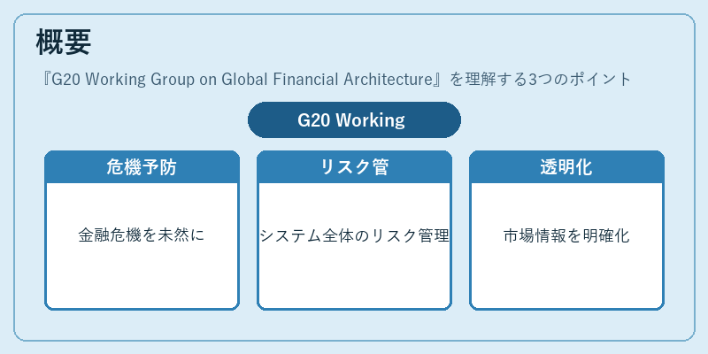 概要（G20 Working Group on Global Financial Architecture）の図解