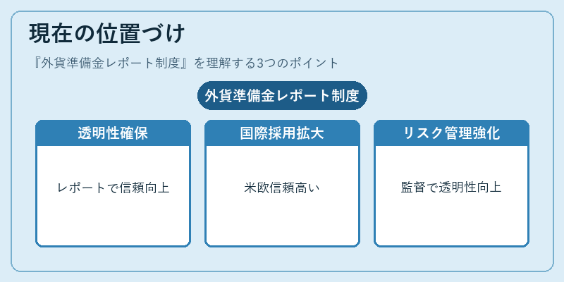 現在の位置づけ（外貨準備金レポート制度）の図解