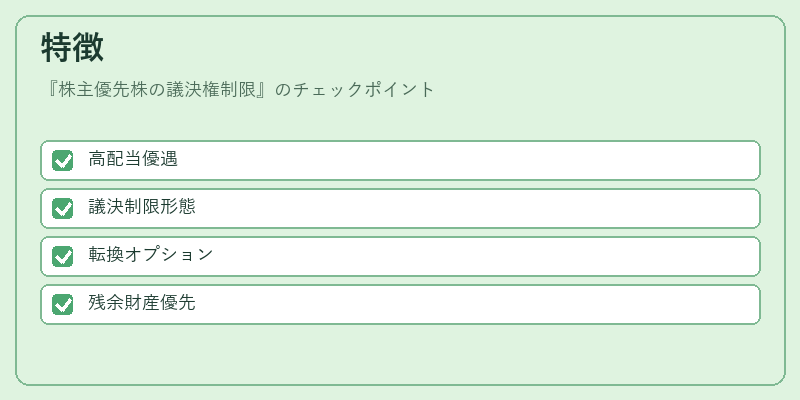 特徴（株主優先株の議決権制限）の図解