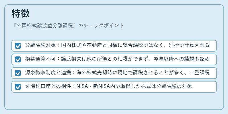 特徴（外国株式譲渡益分離課税）の図解