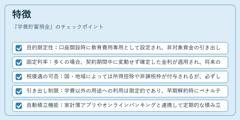 特徴（学費貯蓄預金）の図解