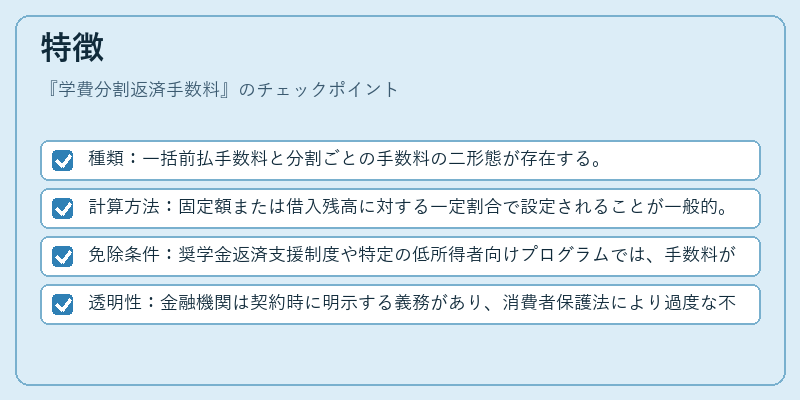 特徴（学費分割返済手数料）の図解