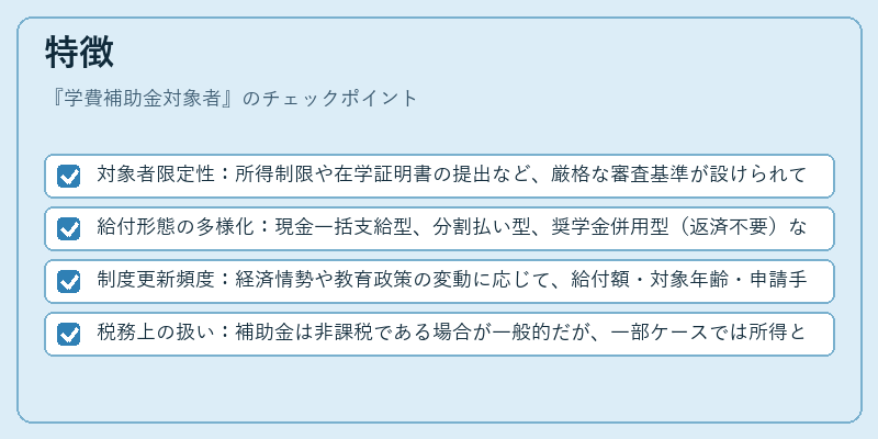 特徴（学費補助金対象者）の図解