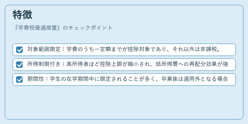 特徴（学費税優遇措置）の図解