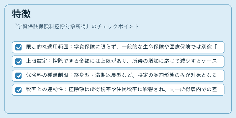 特徴（学資保険保険料控除対象所得）の図解