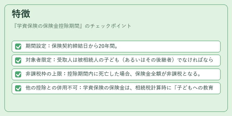 特徴（学資保険の保険金控除期間）の図解