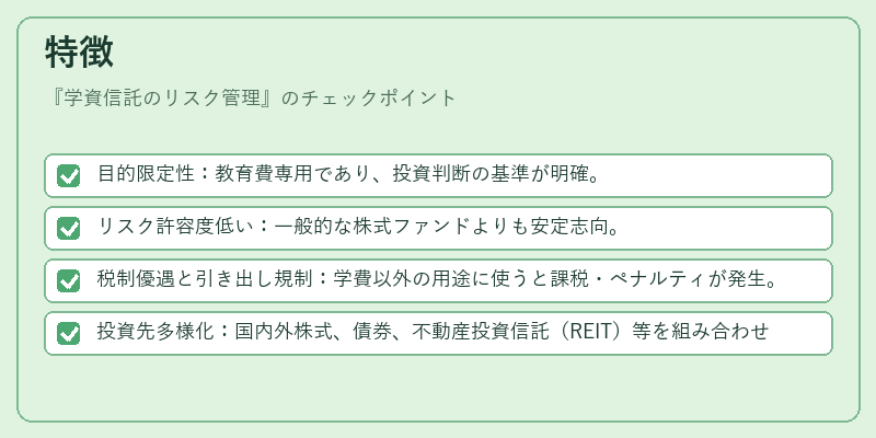 特徴（学資信託のリスク管理）の図解