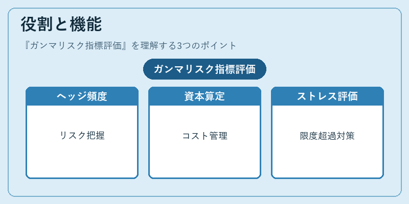 役割と機能（ガンマリスク指標評価）の図解