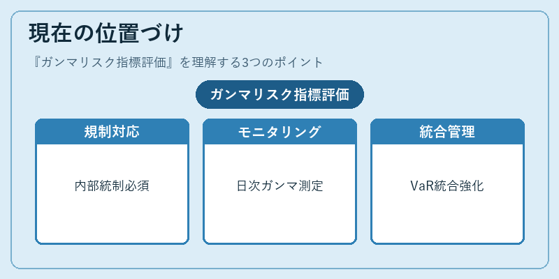 現在の位置づけ（ガンマリスク指標評価）の図解