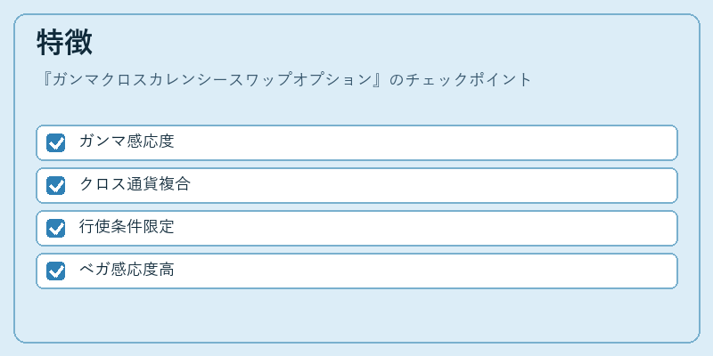 特徴（ガンマクロスカレンシースワップオプション）の図解