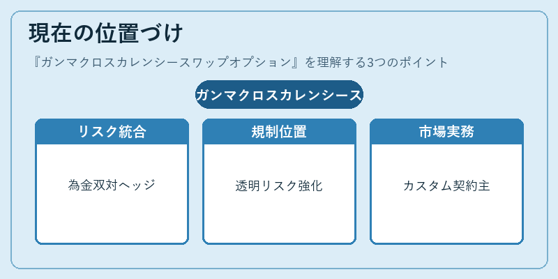 現在の位置づけ（ガンマクロスカレンシースワップオプション）の図解