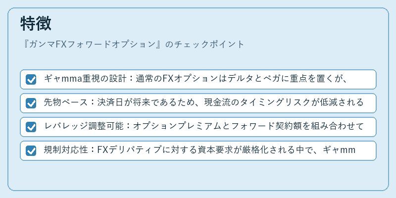 特徴（ガンマFXフォワードオプション）の図解