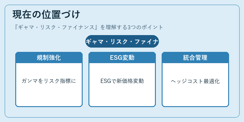 現在の位置づけ（ギャマ・リスク・ファイナンス）の図解