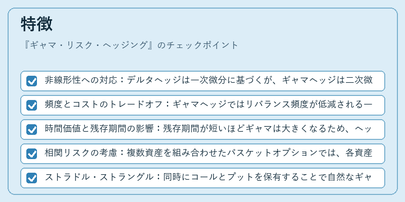 特徴（ギャマ・リスク・ヘッジング）の図解
