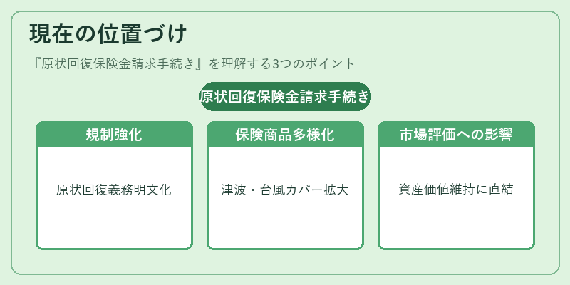 現在の位置づけ（原状回復保険金請求手続き）の図解