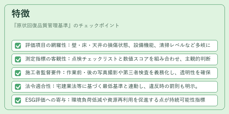特徴（原状回復品質管理基準）の図解
