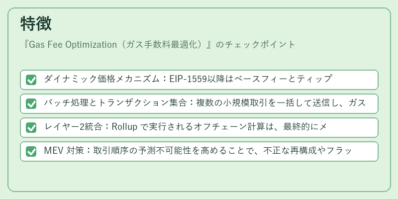 特徴(Gas Fee Optimization(ガス手数料最適化))の図解