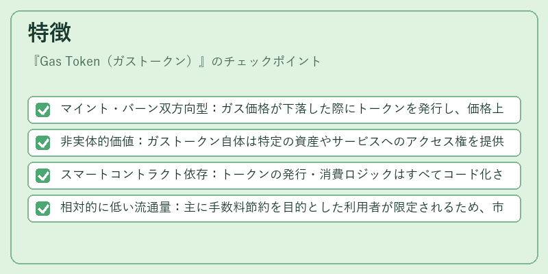 特徴（Gas Token（ガストークン））の図解