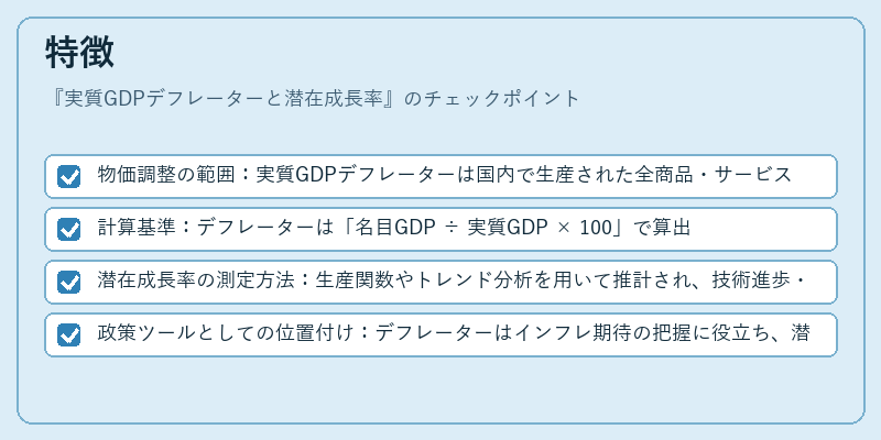 特徴（実質GDPデフレーターと潜在成長率）の図解