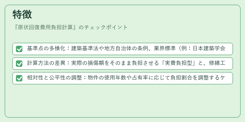 特徴（原状回復費用負担計算）の図解