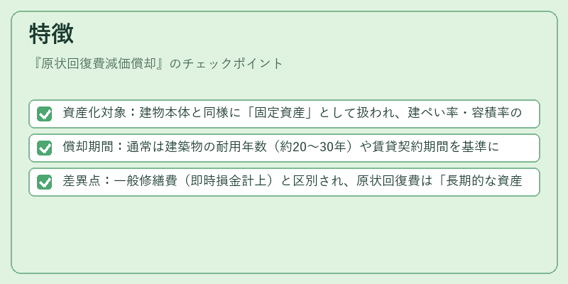 特徴(原状回復費減価償却)の図解