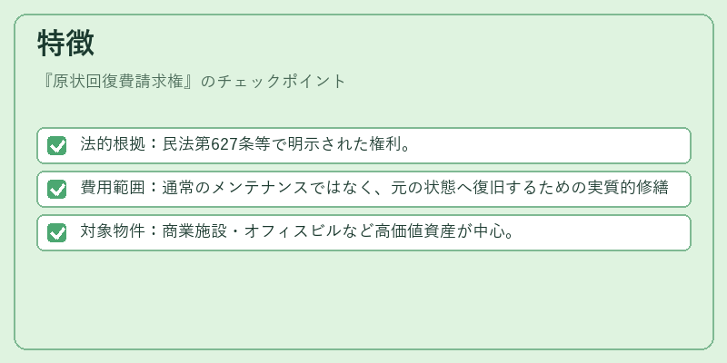 特徴（原状回復費請求権）の図解