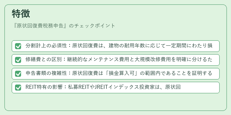 特徴（原状回復費税務申告）の図解