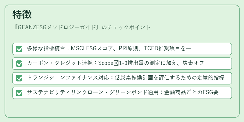 特徴（GFANZESGメソドロジーガイド）の図解