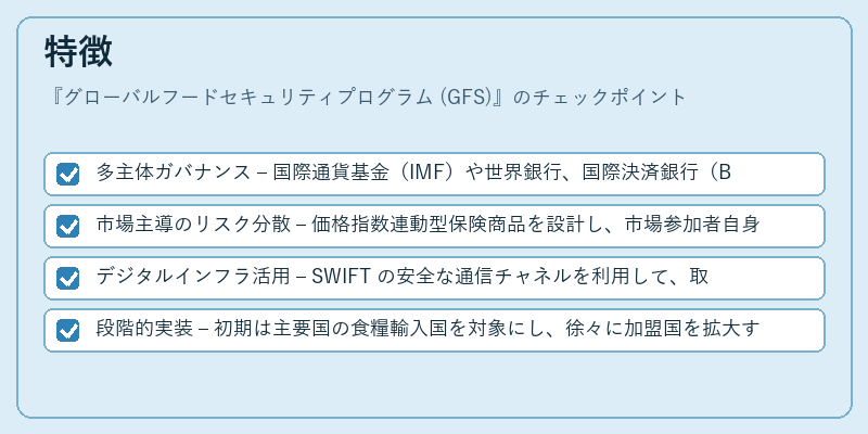 特徴(グローバルフードセキュリティプログラム (GFS))の図解