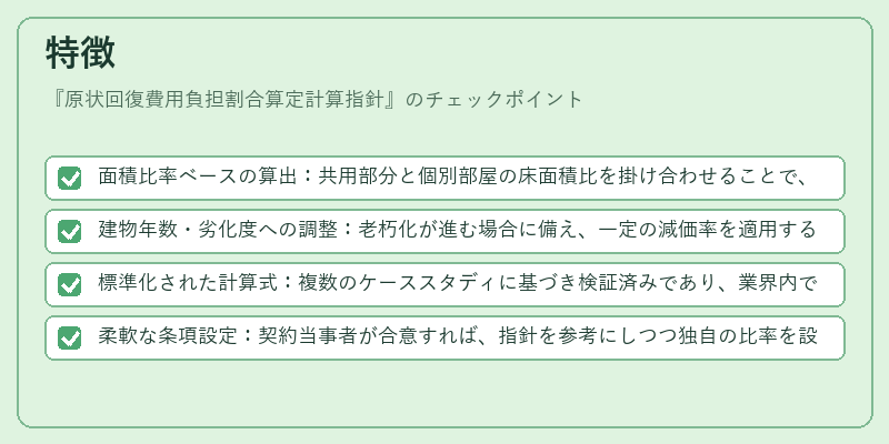 特徴(原状回復費用負担割合算定計算指針)の図解