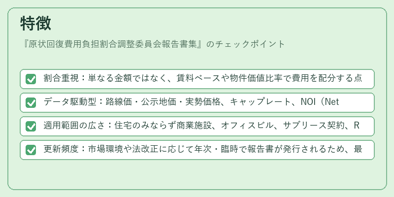 特徴（原状回復費用負担割合調整委員会報告書集）の図解