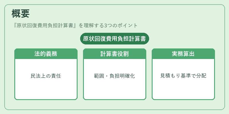 概要（原状回復費用負担計算書）の図解