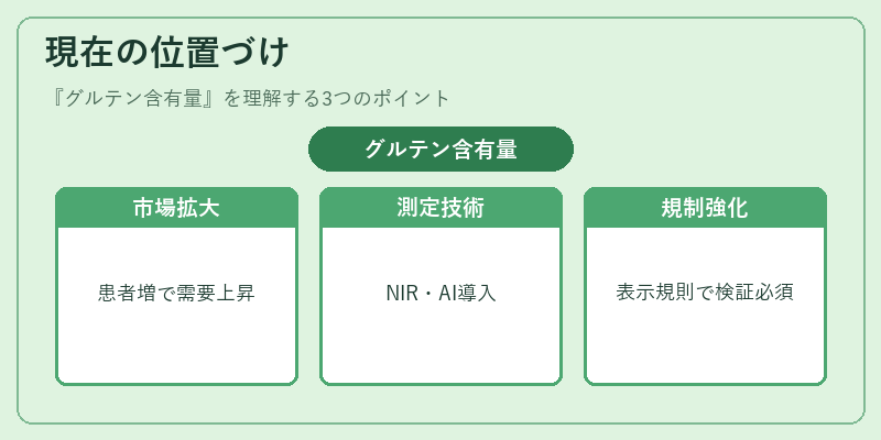 現在の位置づけ（グルテン含有量）の図解