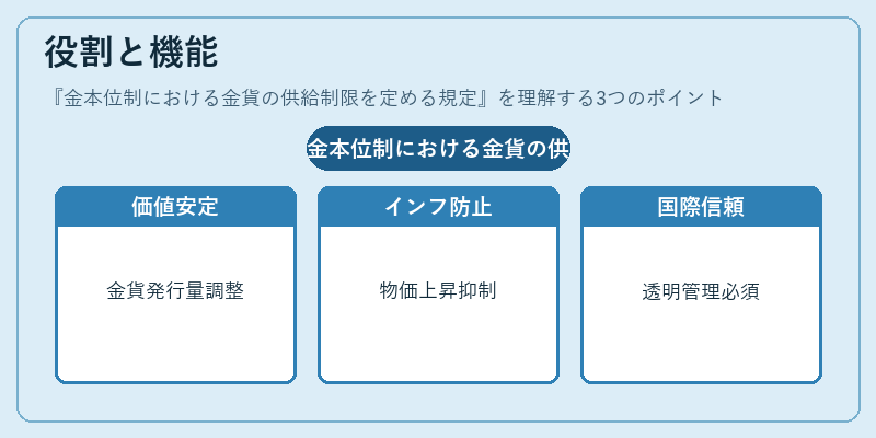 役割と機能（金本位制における金貨の供給制限を定める規定）の図解