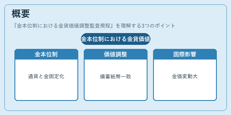 概要（金本位制における金貨価値調整監査規程）の図解