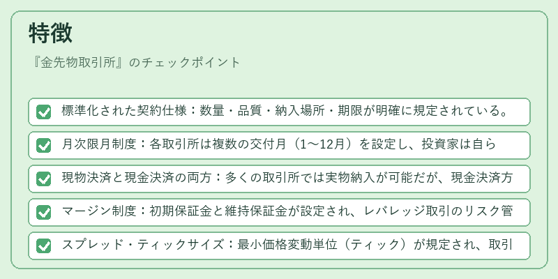 特徴（金先物取引所）の図解