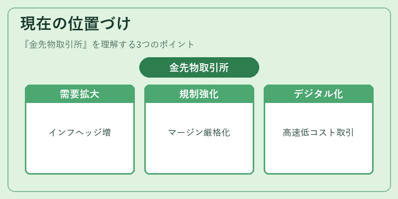 現在の位置づけ（金先物取引所）の図解