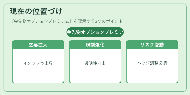 現在の位置づけ（金先物オプションプレミアム）の図解