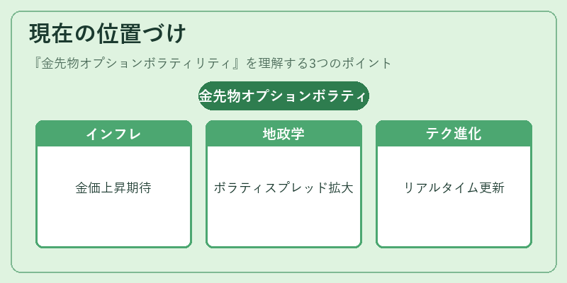 現在の位置づけ（金先物オプションボラティリティ）の図解