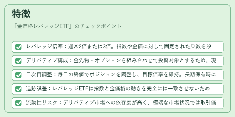 特徴（金価格レバレッジETF）の図解