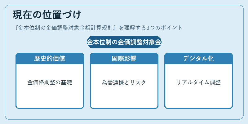 現在の位置づけ（金本位制の金価調整対象金額計算規則）の図解