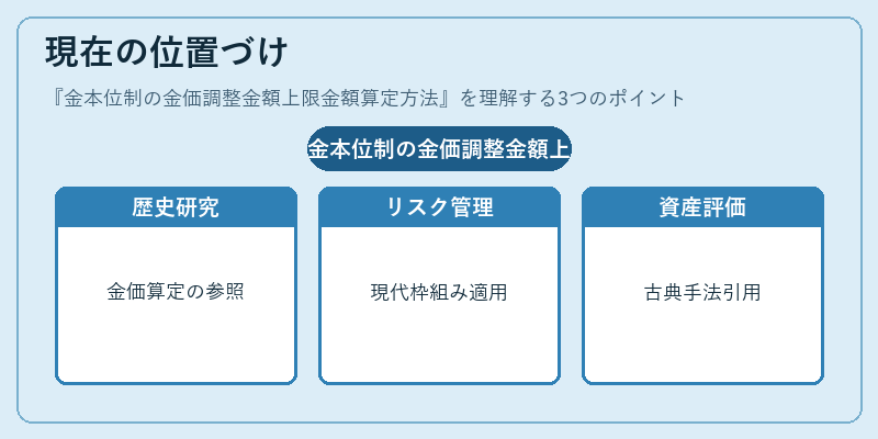 現在の位置づけ（金本位制の金価調整金額上限金額算定方法）の図解