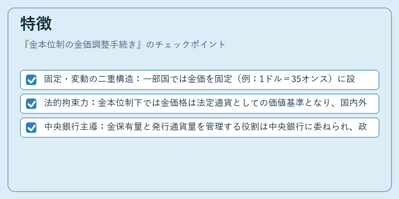 特徴（金本位制の金価調整手続き）の図解